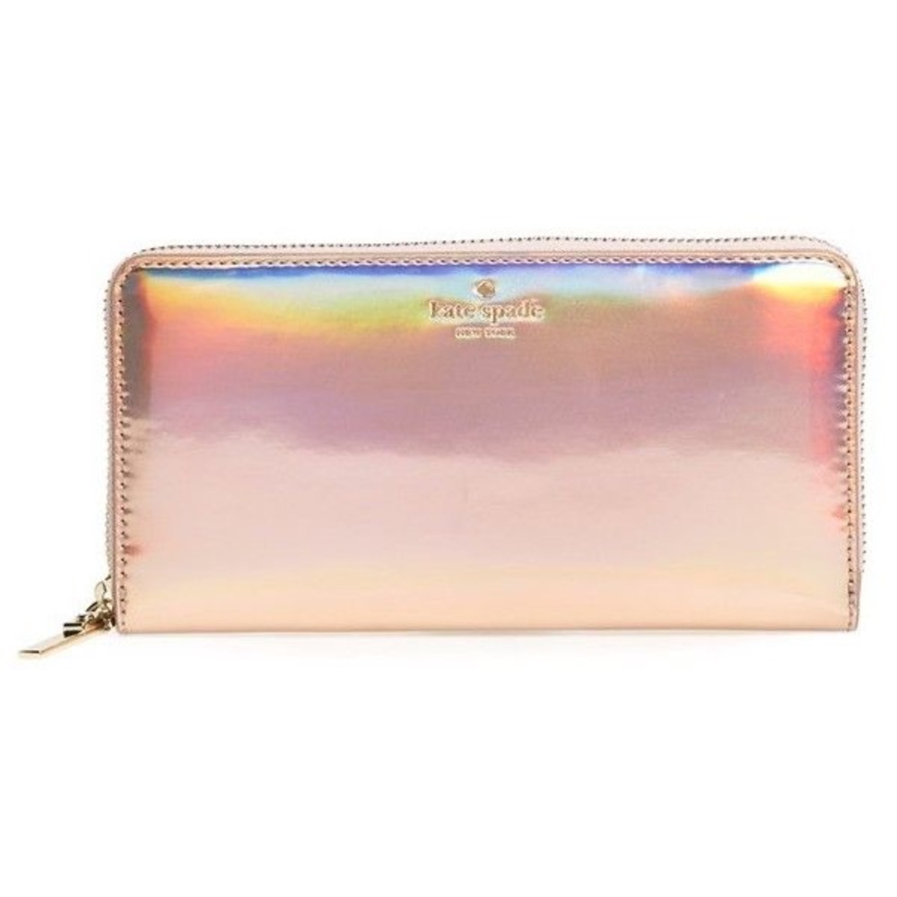 ✨RARE ✨Kate Spade Rose Gold Holographic Rainer Lane Stacy wallet